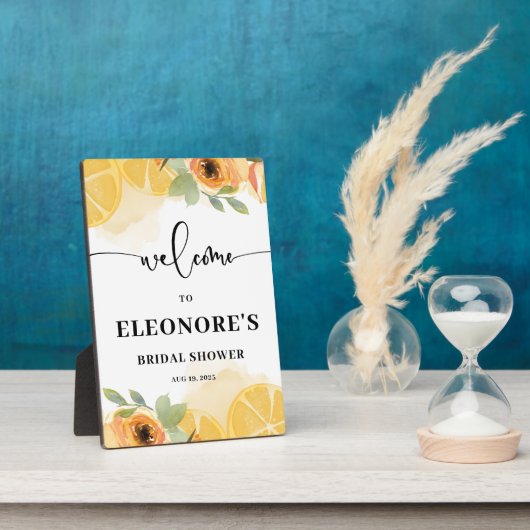 Zitronen und Blume Brautparty Willkommen Fotoplatte (Seite)