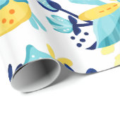 Zitronen und Blume Geschenkpapier (Rolleneckpunkt)