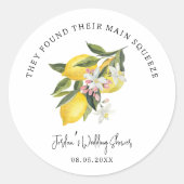 Zitronen und Blume Hochzeit oder Brautparty Runder Aufkleber (Vorderseite)