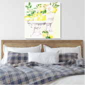 Zitronen und Blume in Aquarell Mittelmeer-Set Leinwanddruck (Insitu (Schlafzimmer))