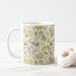 Zitronen und Blume Muster Kaffeemaschine Tasse