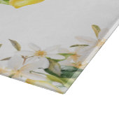 Zitronen und Blume Name der botanischen Blumenfami Schneidebrett (Ecke)