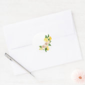 Zitronen und Blume Set in Aquarell Runder Aufkleber (Umschlag)
