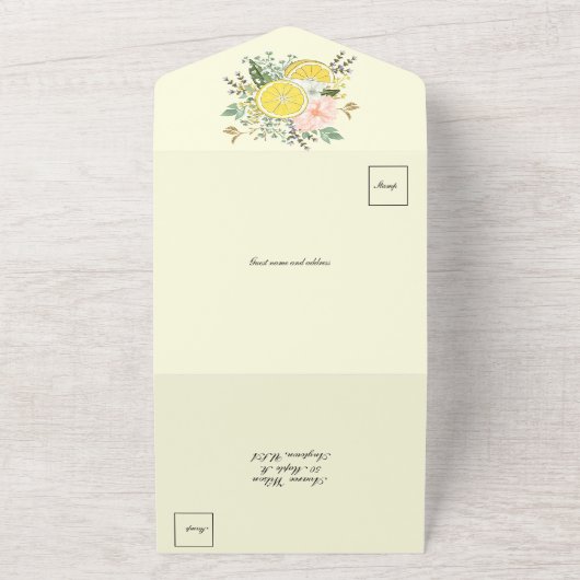 Zitronen und Blume Version 2 All In One Einladung (Außenbereich)