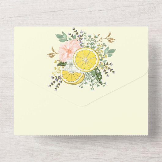 Zitronen und Blume Version 2 All In One Einladung (Rückseite)