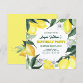 Zitronen und Blume zum Geburtstag Einladung (Vorne/Hinten)