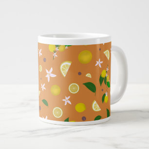 Zitronen und Blüten in Orange Jumbo-Tasse
