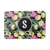 Zitronen und Blütenmuster | Citrus Monogram Badematte (Vorderseite)
