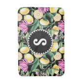 Zitronen und Blütenmuster | Citrus Monogram Badematte (Vorderseite Vertikal)