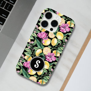 Zitronen und Blütenmuster Citrus Monogram iPhone 16 Pro Hülle