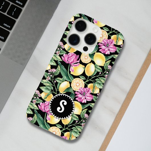 Zitronen und Blütenmuster | Citrus Monogram Case-Mate iPhone Hülle