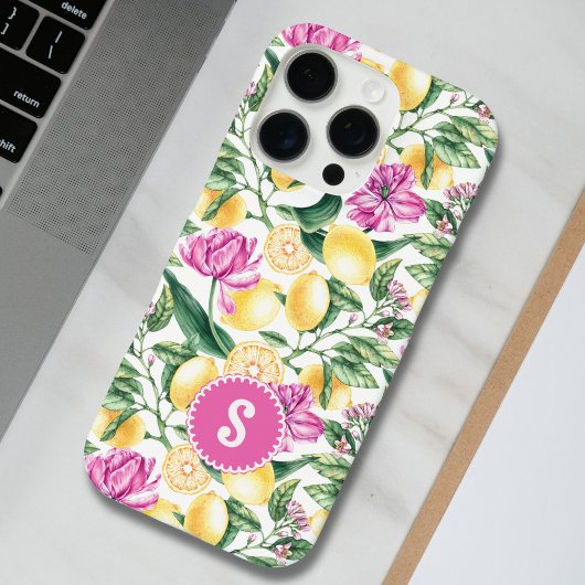 Zitronen und Blütenmuster | Citrus Monogram Case-Mate iPhone Hülle