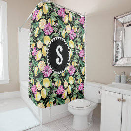 Zitronen und Blütenmuster | Citrus Monogram Duschvorhang