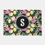 Zitronen und Blütenmuster | Citrus Monogram Fußmatte (Vorderseite)