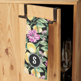 Zitronen und Blütenmuster | Citrus Monogram Geschirrtuch