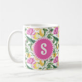 Zitronen und Blütenmuster | Citrus Monogram Kaffeetasse (Links)