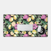 Zitronen und Blütenmuster | Citrus Monogram Schreibtischunterlage (Tastatur & Maus)
