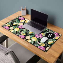 Zitronen und Blütenmuster | Citrus Monogram Schreibtischunterlage