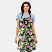 Zitronen und Blütenmuster | Citrus Monogram Schürze (Getragen)