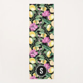 Zitronen und Blütenmuster | Citrus Monogram Yogamatte (Vorderseite)