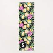 Zitronen und Blütenmuster | Citrus Monogram Yogamatte (Vorderseite)