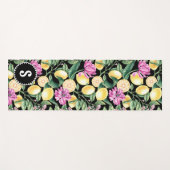 Zitronen und Blütenmuster | Citrus Monogram Yogamatte (Vorderseite (Horizontal))