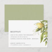 Zitronen und Foliage Green Chic WEDDING REZEPTION Begleitkarte (Vorne/Hinten)