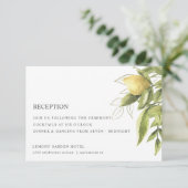 Zitronen und Foliage Green Chic WEDDING REZEPTION Begleitkarte (Stehend Vorderseite)
