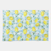 Zitronen und Gänseblümchen Blau Kariert Geschirrtuch (Horizontal)