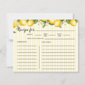 Zitronen und Gingham Brautparty Rezept Card (Vorderseite)