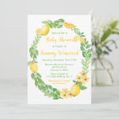 Zitronen- und GrünBaby-Dusche Einladung (Stehend Vorderseite)