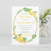 Zitronen- und GrünBaby-Dusche Einladung (Stehend Vorderseite)