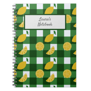 Zitronen und grüner Gingham Notizblock