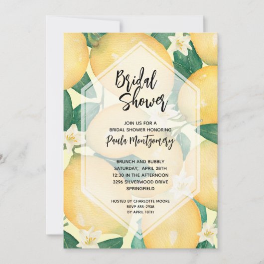 Zitronen und Grünes Brautparty Einladung (Vorderseite)