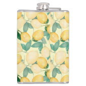 Zitronen und Grünpflanzen Vinyl umhüllt Flachmann (Rückseite)