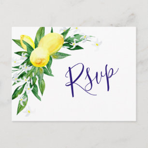 Zitronen und Grünzeug Aquarell Hochzeit RSVP Postkarte