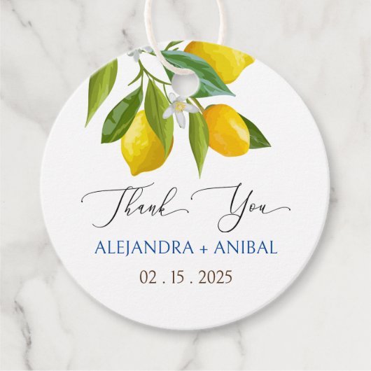 Zitronen und Kacheln im Mittelmeer Geschenkanhänger (Vorderseite)