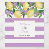 Zitronen und Lavendel Citrus Streifen Polterabend Weinetikett (Einzelnes Label)