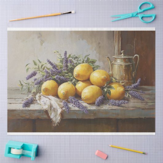 Zitronen und Lavendel mit Teekopfmalerei Decoupage Seidenpapier (Basteln)