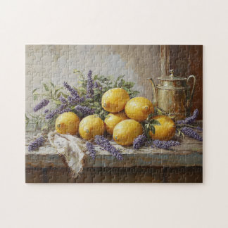 Zitronen und Lavendel mit Teekopfmalerei Puzzle