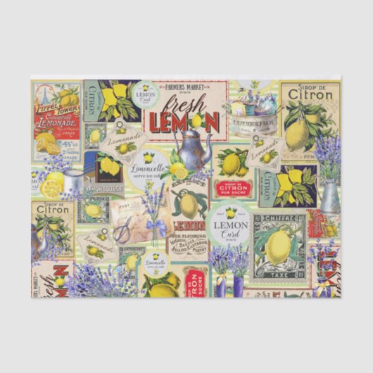 Zitronen- und Lavendelgewebe Seidenpapier (Vorderseite)