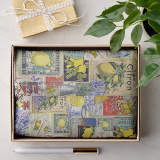 Zitronen- und Lavendelgewebe Seidenpapier (Geschenk)