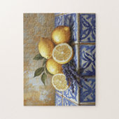 Zitronen und Lavender Blue Tile Stillleben Puzzle (Vertikal)