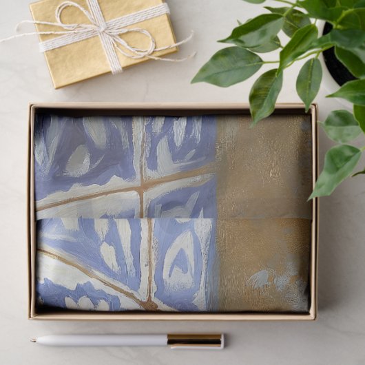 Zitronen und Lavender Blue Tile Stillleben Seidenpapier (Geschenk)