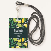 Zitronen und Limes Fruchtmuster in Grün und Gelb Ausweis (Rückseite mit Schlüsselband)