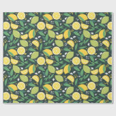 Zitronen und Limes Fruchtmuster in Grün und Gelb Geschenkpapier (Flach)