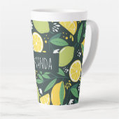 Zitronen und Limes Fruchtmuster in Grün und Gelb Milchtasse (Rechte Ecke)
