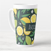 Zitronen und Limes Fruchtmuster in Grün und Gelb Milchtasse (Linke Ecke)