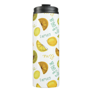 Zitronen- und Limetten-Zitrusfrucht Thermosbecher