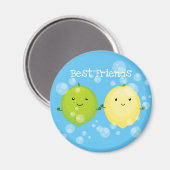 Zitronen und Limon mit Blasen Cartoon Illustration Magnet (Vorderseite/Rückseite)